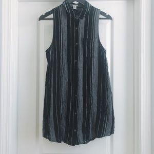 Button Down Sleeveless Tunic